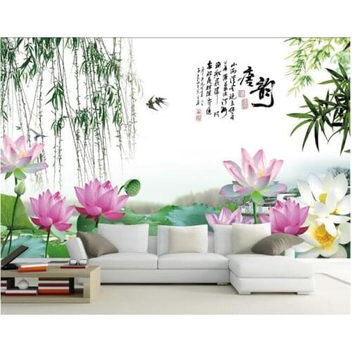 3d wallpaper custom mural non-woven 3d room wallpaper Chinese style lotus TV backdrop mural photo 3d wall mural wallpaper