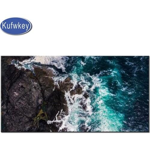 Large Rocks and Coastline 5D DIY diamond Painting Full Square round Seascape Diamond embroidery Mosaic Cross Stitch Home Decor