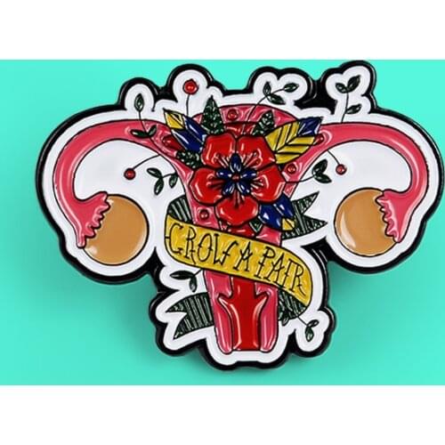 GROWAPAIR Uterus Enamel Pin Feminism Flowers Uterus Womb Brooches for Women Lapel Backpack Power Badge Feminist Jewelry Broche