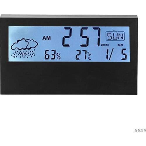 LCD Clock White Light Electronic Desk Clock Temperature And Humidity Meter Alarm Clock Multi-function Electronic Digital Display