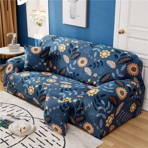 Flower Plants Printed Sofa Cover For Living Room Funda Sofa All-inclusive Polyester Modern Elastic Corner Couch Slipcover 45003