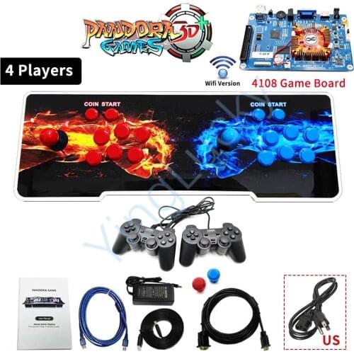 Pandora Box 3D Plus WiFi Arcade Box 4018 168*3D Games Zero Delay 6/8 Buttons Joystick 2 Player Controller Arcade Console