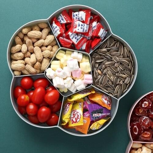 Fruit Bowl Snacks Bowl, Candy and Nut Serving Container Appetizer Tray with Lid, 6 Compartment Plastic Food Storage Organizer