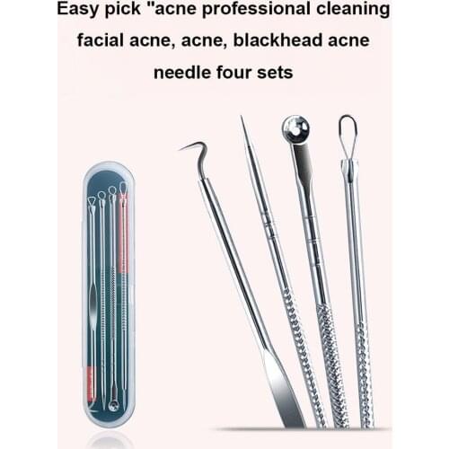 4pcs/set Blackhead Comedone Acne Pimple Blackhead Remover Tool Spoon for Face Skin Care Tool Needles Facial Pore Cleaner