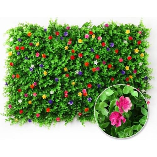 40*60CM Artificial Plant Hedge Garden Fence With Flowers Privacy Fence Screen UV Protected Wall For Outdoor Garden Backyard