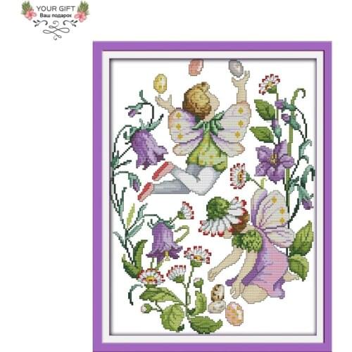 Joy Sunday R606 Free Shipping 14CT 11CT Counted and Stamped Home Decoration Purple Beautiful Faery Embroidery Cross Stitch kits