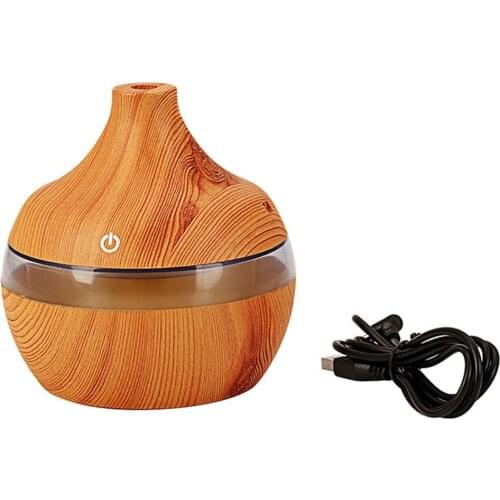 Ultra Quiet Aromatherapy Essential Oil Diffuser 300ml Wood-grain Cool Mist Humidifier With Colorful LED Light 7Colors Changing