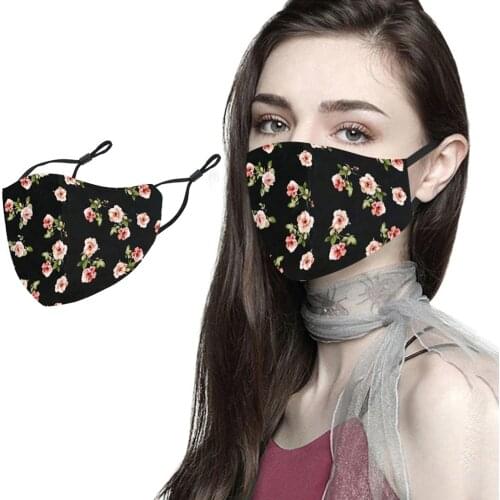 1pc Women Flower Print Face Mask Pm2.5 Outdoor Washable Reusable Fabric Mouth Cover Protection Activated Carbon Mouth Mask