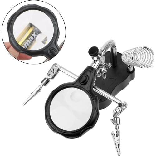 Desktop Soldering Holder Magnifier LED Lighting Soldering Stand Third Hand Helping Welding Equipment Repair Tool Auxiliary Tool