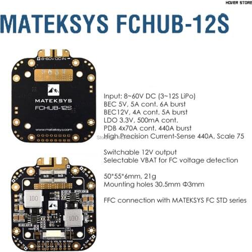 Matek System XCLASS FCHUB-12S PDB Board 5V & 12V Output w/ Current Sensor 3-12S Lipo for RC Drone FPV Quadcopter Multicopter