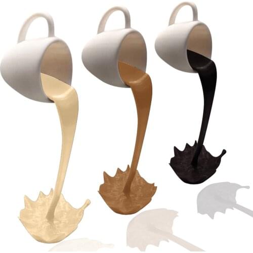 Hanging Suspended Coffee Mug Pouring Splash Ornament Bar Counter Standed Floating Liquid Cup Sculpture for Cafe Beverage Shop