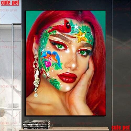 Full Square Drill Artistic makeup woman 5D DIY Diamond Painting Embroidery Cross Stitch Needlework Mosaic Painting Decor Gift