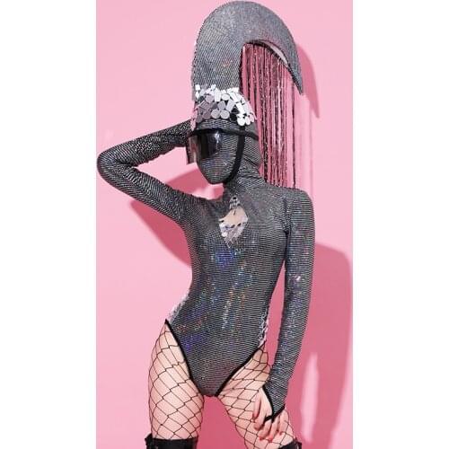 Bar Ds Stage Costume Women Dj Female Singer Nightclub Gogo Bodysuit Collar Dancer Performance Clothing Festival Outfit DT1605