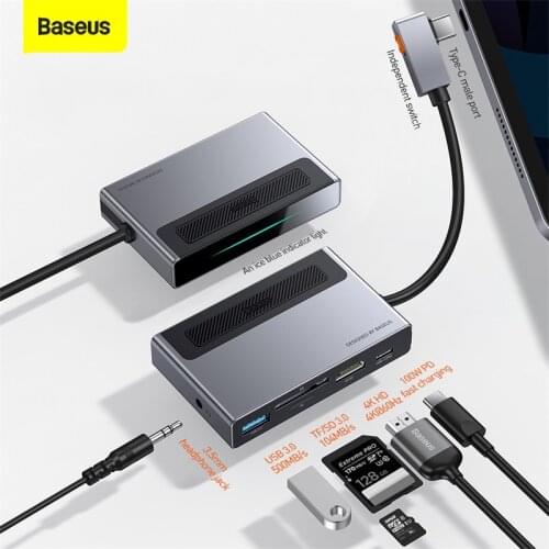 Baseus USB C HUB Type C to USB 3.0 4K HD USB HUB for iPad Pro Type C HUB for MacBook Pro Multi 6 Ports Adapter HUB Dock Station