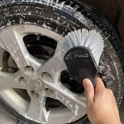 Short-Handled Tire Brush Soft Fur Car Wheel Brush Cleaning Brush Car Wheel Rim Tools Handheld Hard Nylon Bristlets