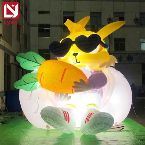 2M 3M Cute Giant Outdoor Decor Inflatable Rabbit Model With Led lighting, Easter Inflatable Rabbit bunny
