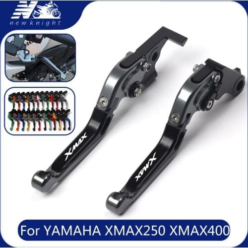 For YAMAHA X-MAX 250 XMAX 400 Laser logo(XMAX) 20 colors Scooter Accessories CNC Aluminum Folding Extendable Clutch Brake Levers