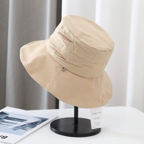 Anti-UV Wide Brim Cotton Linen Sun Hat for Women Vacation Summer Panama Foldable Bucket Hat Large Brim Korean Beach Sun Hat