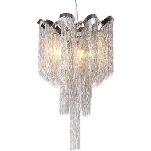 Modern Vintage Lamp Aluminum Chain Chandelier Lighting Luxury Pendant Hanging Light for Home Hotel Restaurant Decoration