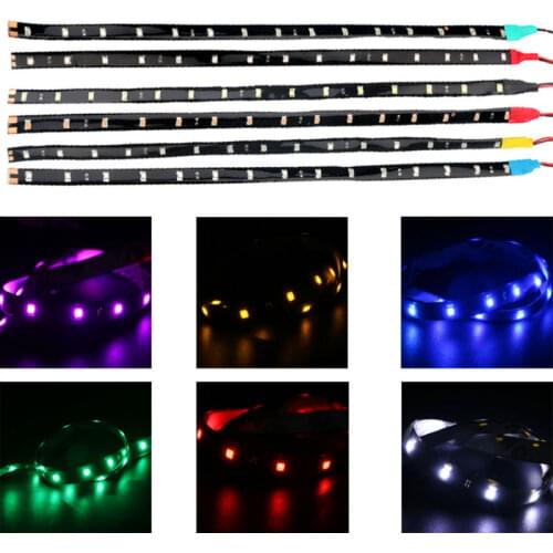 4PCS 30CM LED Strip Lights Flexible Car Decorative Atmosphere Underglow Under Dash Accent Light Waterproof Neon Lamps 12V