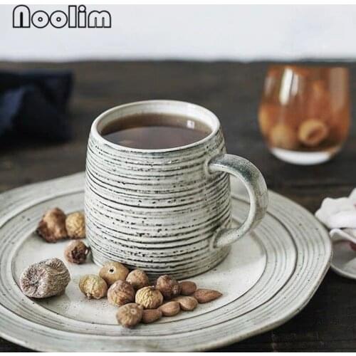 Japanese Retro Ceramic Coffee Cups and Saucers Set Home Cups Coffee Mugs Drinkware Creative Vintage Thread Water Cup