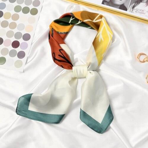 Yishine New 70x70cm Women Multifunction Polyester Silk Scarf Cup Tree Pattern Satin Small Square Wraps Scarves