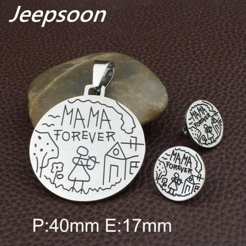 Wholesale Fashion Stainless Steel Jewelry Sets Mama Forever For Kids & Women Pendants And Earrings Supernova Sales SBJEAEBG