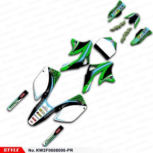 Aftermarket Motorcycle Vinyl Graphics Personalized Stickers for KX 250F KX 450F 2006 2007 2008, Style No.KW2F0608006-PR