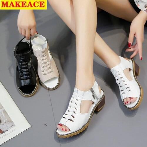 Women shoes 2021 new block heel sandals female xia Korean version of students with fish mouth retro heels platform womens shoes