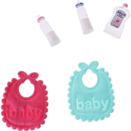 1:12 Baby Bottles Shampoo Bib Set Doll House Miniature Nursery Accessory Doll Parts Dolls Accessories