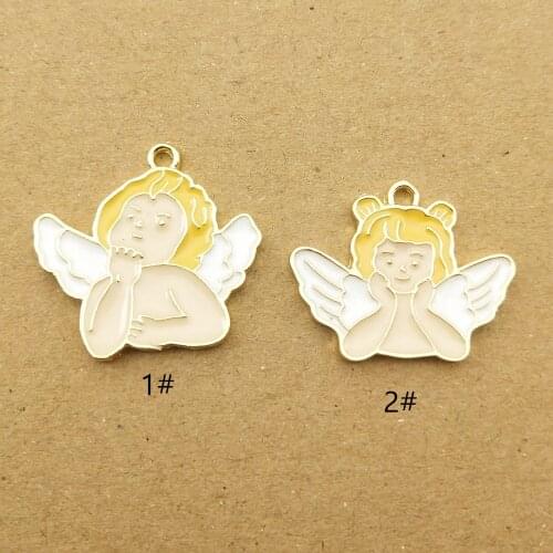 10pcs enamel angel charm for jewelry making cute earring pendant bracelet necklace charms diy charms