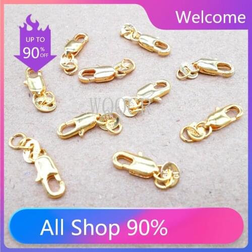 18K Gold Jewelry Discovery Necklace Bracelet Lobster Clasp Lettering Tag Jewelry Accessories 50PCS