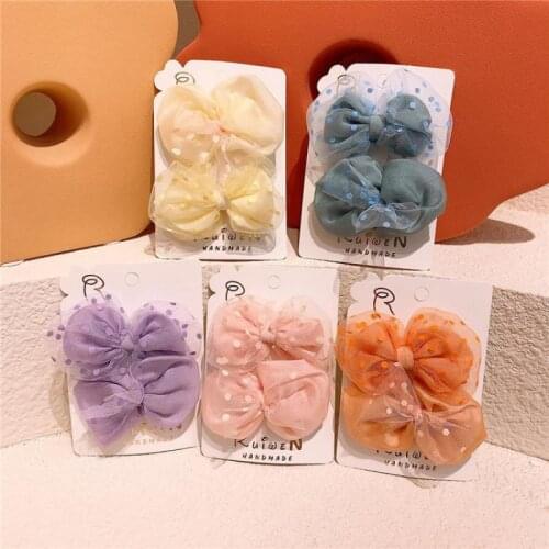2 Piece/set Hair Pins Hair Clips For Girls Bow Hair Grips Bow Mesh Hair Wear Kids Daily Headdress Children Gift Hairpins