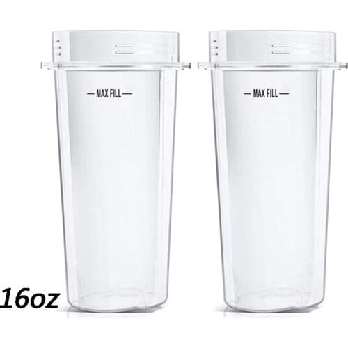 2PCS Portable 16 oz Ounce Cup Spare Replacement Parts Accessories for Nutri Ninja Auto-iQ 900W 1000W and Duo Blenders Juicer