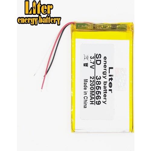 3 line 385569 3.7V 2200mah Lithium polymer Battery With Protection Board For GPS Tablet PC Digital Products Free Shipping