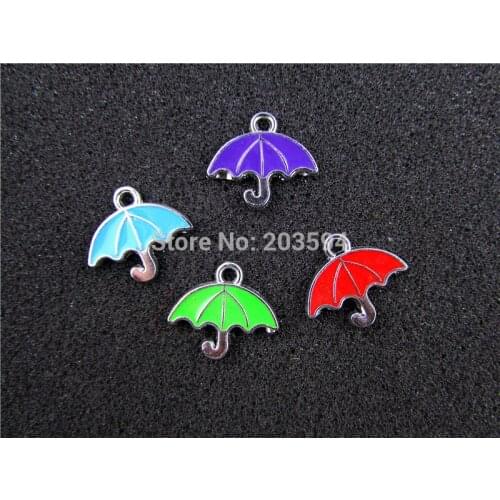AE531 Mix Color 100Pcs Alloy Metal Enamel Umbrella Charms Pendants 18x21mm bead bead