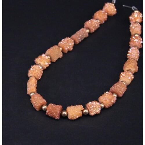 Approx21PCS/strand Champagne Titanium Natural Quartz Geode Drusy Column/Cylinder Nugget Beads,Raw Agates Crystal Druzy Pendants