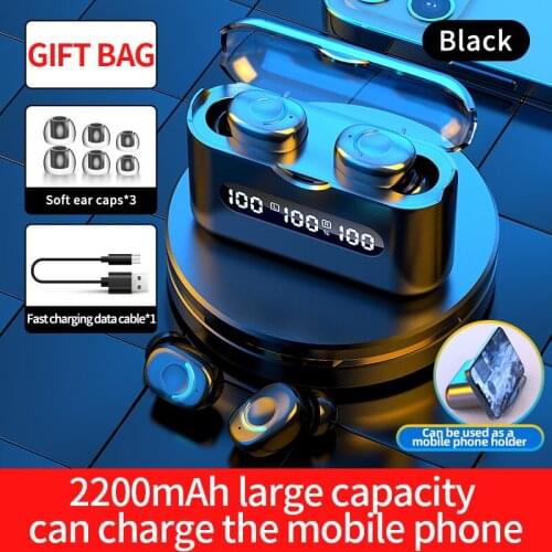 Ture Wireless Earphone 2200Mah Charging Box Earbuds Bluetooth-compatible 5.2 Headphones Waterproof Sport Headset With Microphone