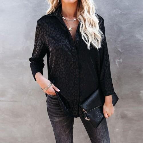 Women Leopard Printed Blouses Shirt 2021 Spring Autumn Female Turn Down Collar Long Sleeve Button Black Office Lady Chic Blouses