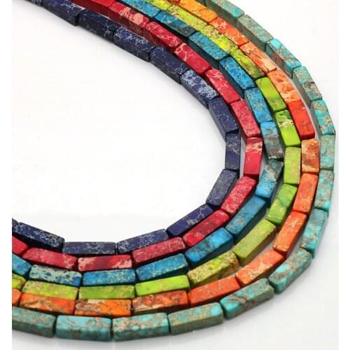 4*13mm 29pcs Multi Color Natural Stone Tube Beads Square Emperor Stone DIY Loose Beads For Chakra Wrap Bracelet Jewelery Making