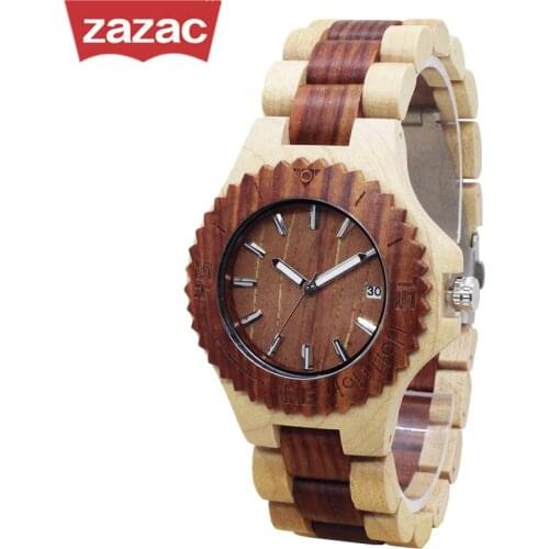2017 ZazacTop Brand Small dial full fashion casual clock Wood Watch Quartz Watches fashion casual clock Relogio Masculino