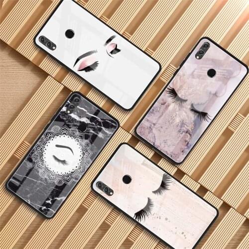 Eyelash Makeup Lip Tempered Glass Phone Case For Huawei P20 P30 lite P20 P30 PRO MATE 20 PRO MATE 20 lite Honor 10