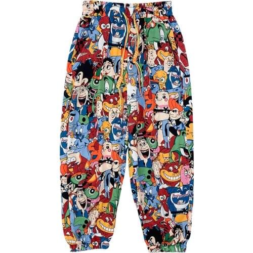 Girls Fashion Cartoon Print Long Pants Summer Thin Soft Loose Trousers for 8 10 12 years