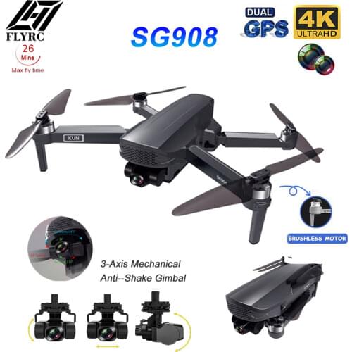 SG908 Gps Drone Professional Aerial 4K HD Dual Camera 3-Axis Gimbal Brushless Motor 1200M RC Distance Foldable Quadcopter Gifts