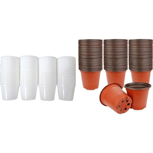 80Pcs Flowers Plants Seedlings Nursery Pots 6.5X5.5Cm With 130Pcs 10Cm Plastic Plants Nursery Seed Starting Pots