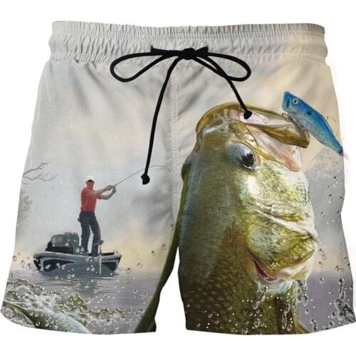 Summer 3d printing fishing leisure swimming trunks Mens anime beach pants Quick-drying beach pants Mens outdoor running shorts