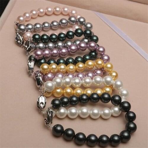 Hot Sell High-end Imitation Pearl Bracelets Fashion Natural Shell Pearl Bracelets Round Beads For Men Women Jewelry Gifts 8 10mm