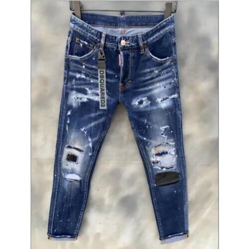 Men DSQ2 Jeans Pencil Pants Motorcycle Party Casual Trousers Street Clothing 2021 Denim Man Clothin 005-2