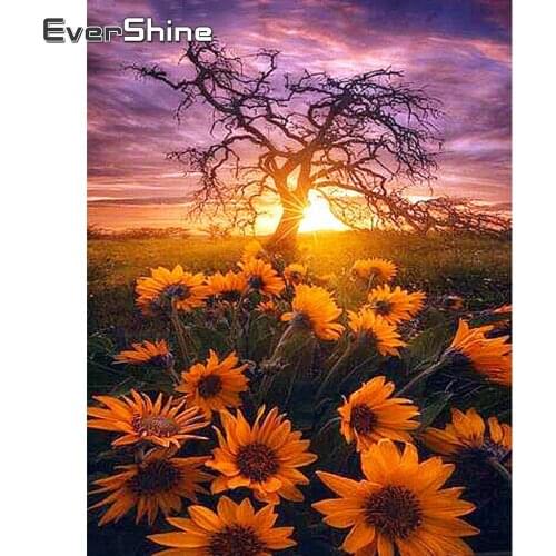 Evershine Diamond Painting Kit Sunflower Diamond Embroidery Full Display Flower Diamond Mosaic Scenery Pictures Of Rhinestones