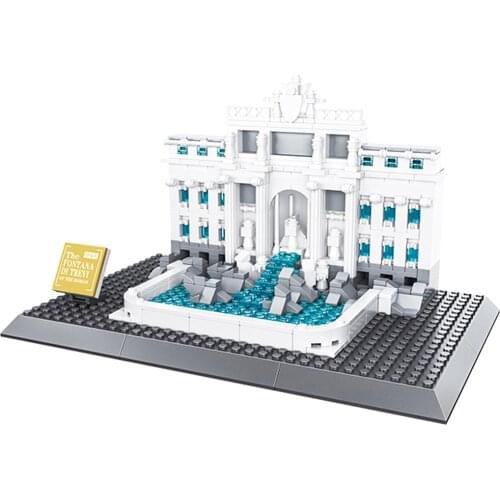 WANGE 4212 Architecture Fontana di Trevi Building Blocks Sets City Bricks Classic Skyline Model Kids Gift Toys For Children